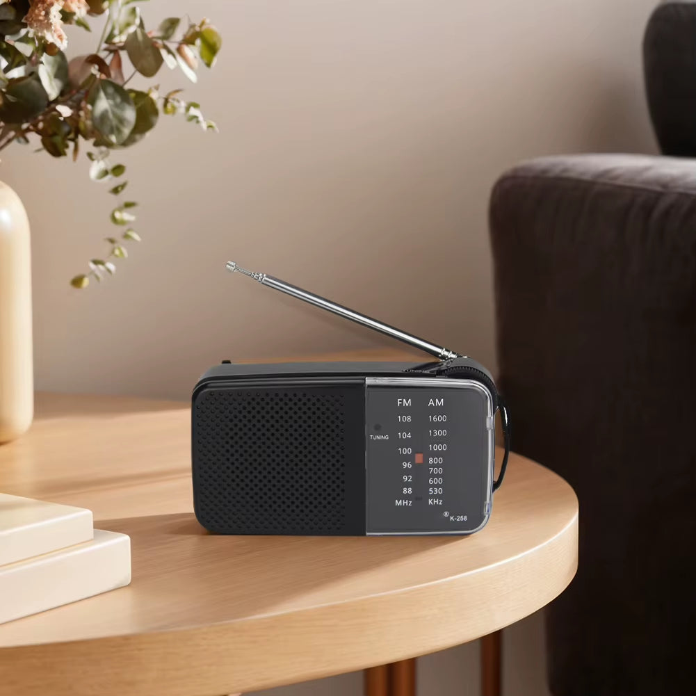 AM/FM Radio with Speaker Portable Radio with Strap Battery Powered Radio Telescopic Antenna for Running Cycling