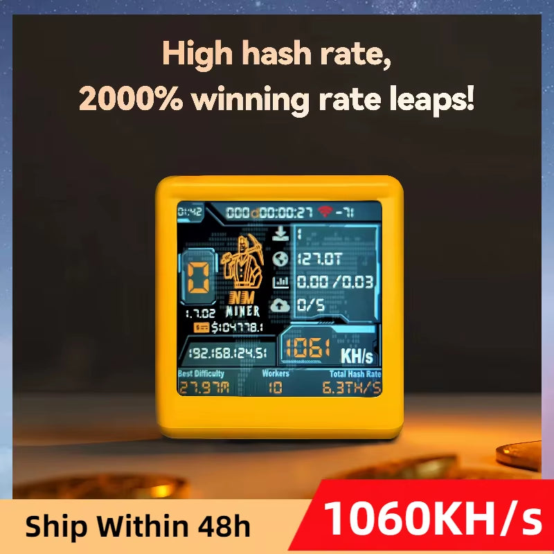 Smart TV Hashrate1060Kh/S ESP32 BTC Solo Lottery Miner for Computer Nerd Gift Home Silent Desktop Clock Lower Power Consumption