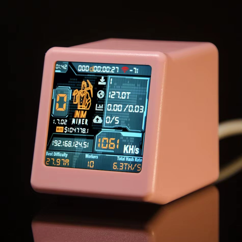 Smart TV Hashrate1060Kh/S ESP32 BTC Solo Lottery Miner for Computer Nerd Gift Home Silent Desktop Clock Lower Power Consumption