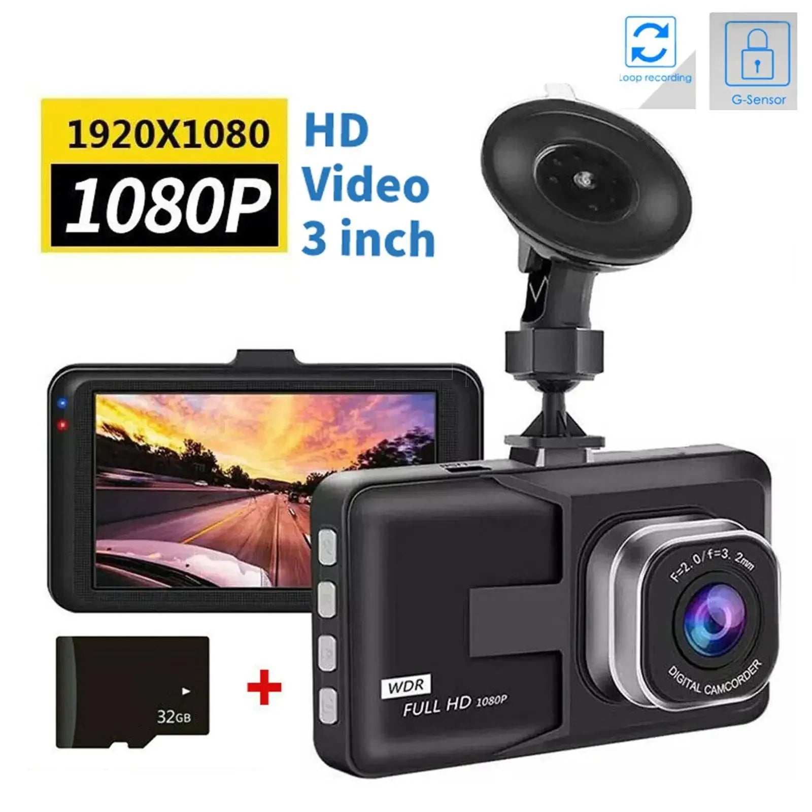 Car Dash Camera 3 Inch Driving Video 1080P Car Auto DVR Loop Recorder for Front and Rear Night Vision G-Sensor Car Accessories