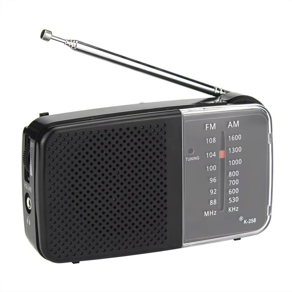AM/FM Radio with Speaker Portable Radio with Strap Battery Powered Radio Telescopic Antenna for Running Cycling