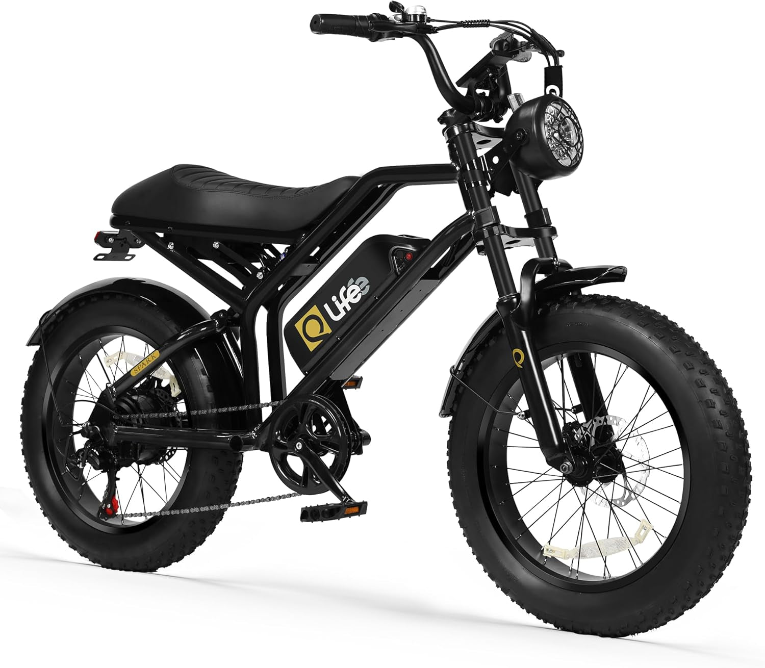 Electric Bike for Adults-1500W Peak Motor 20" Fat Tires 28Mph(Unlock to 35MPH) Ebike Moped, 624-1248Wh Removable Battery Bicycle, with Dual Suspension & Brakes Motorcycle, 7-Speed,Spark