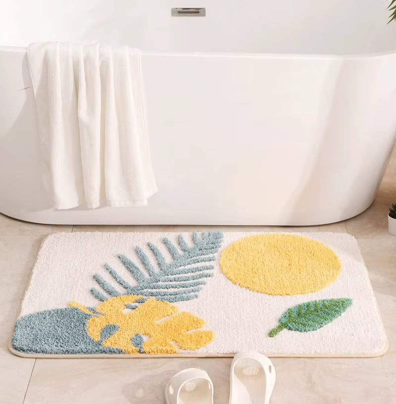 40X60Cm 50X80Cm Abstract Leaves Big Bath Mat Non Slip Boho Bath Rug Soft Microfiber Floor Mats for Tub Bathroom Indoor Doormat