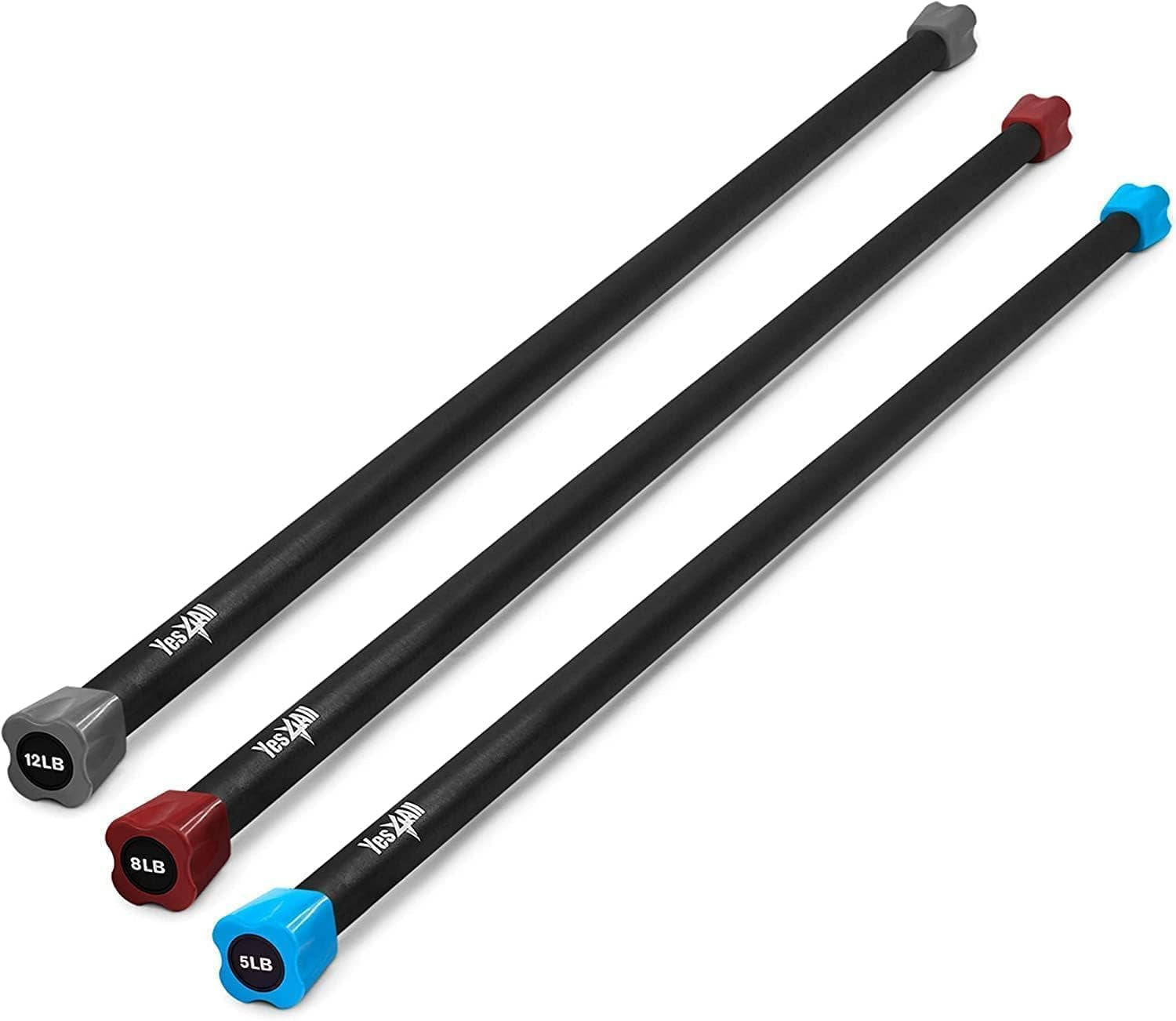 Total Body Workout Weighted Bar, Resistance Band Bar, Racks for Strength Training, Exercise Bar for Yoga in Home and Gym - Single/Combo