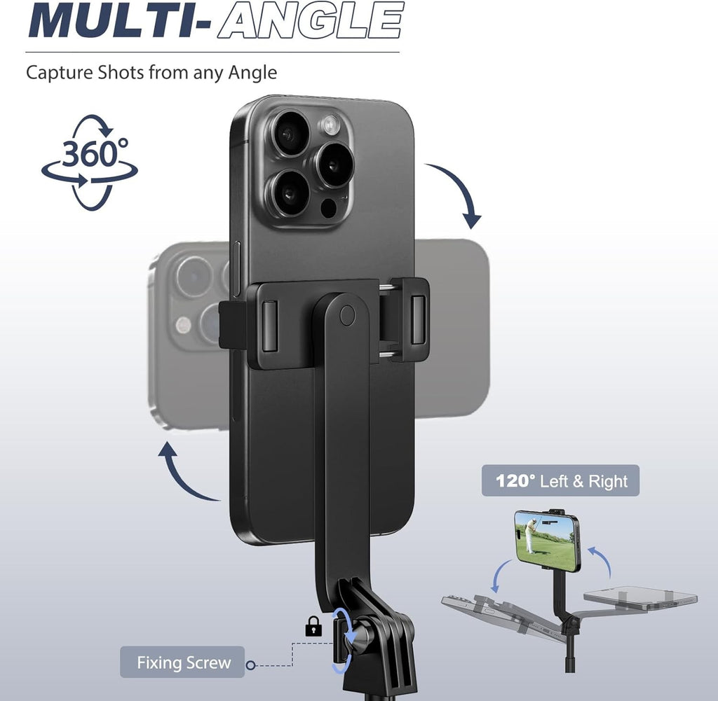 62" Phone Tripod & Selfie Stick for Golf Training, Extendable Cell Phone Tripod