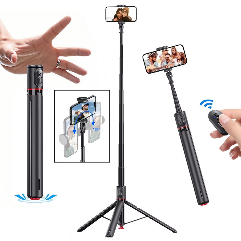 Auto Open Selfie Stick Tripod for Iphone Phone 70" Extendable Phone Tripod with Magnetic Remote for Tiktok Video Travel Vlog