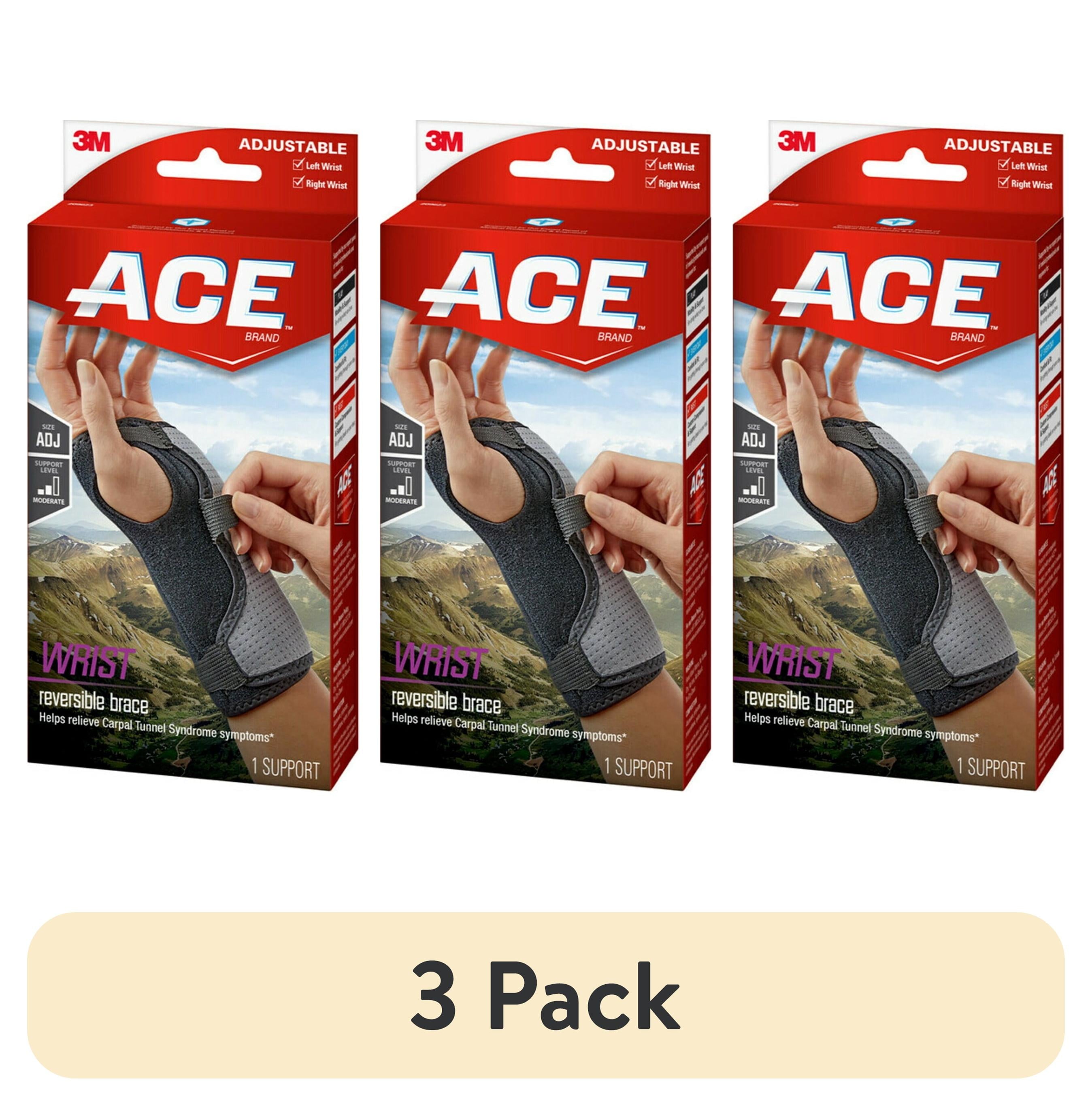(3 Pack)  Splint Wrist Brace, Reversible, Adjustable, One Size