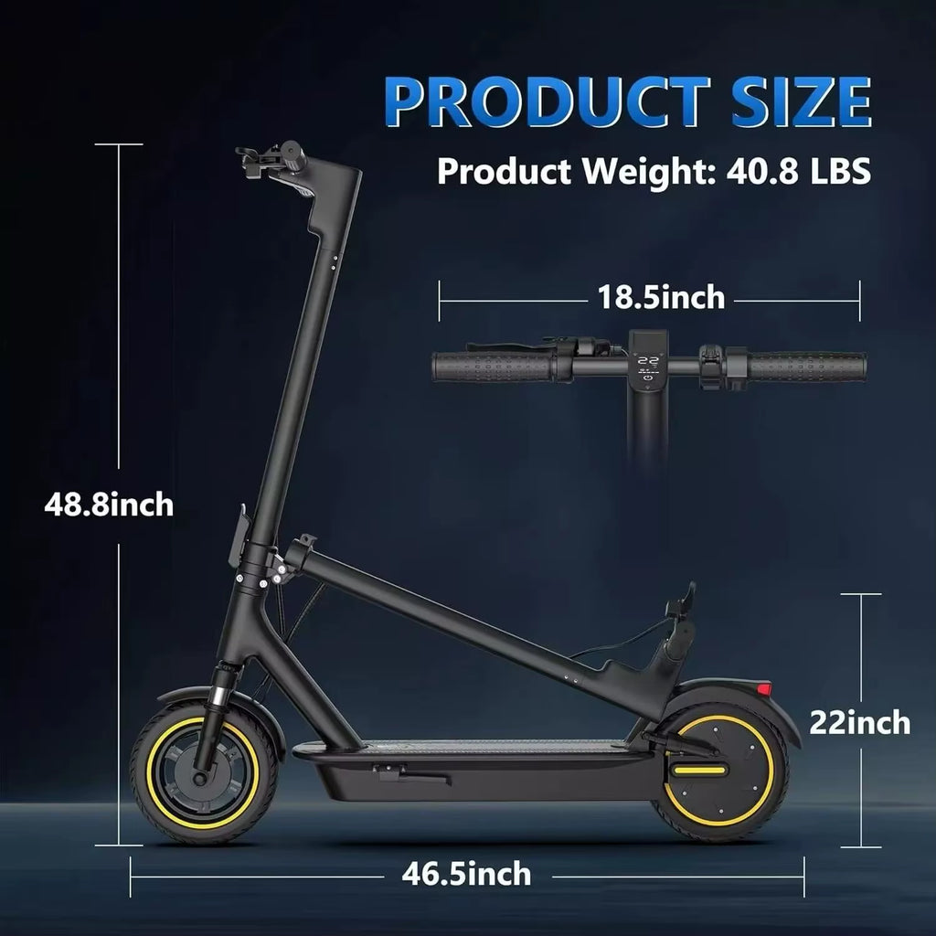 LPMAX 10" Solid Tires Folding Electric Scooter 22MPH 500W 14.5AH 28Miles Super Long Range Dual Shock Absorber Escooter