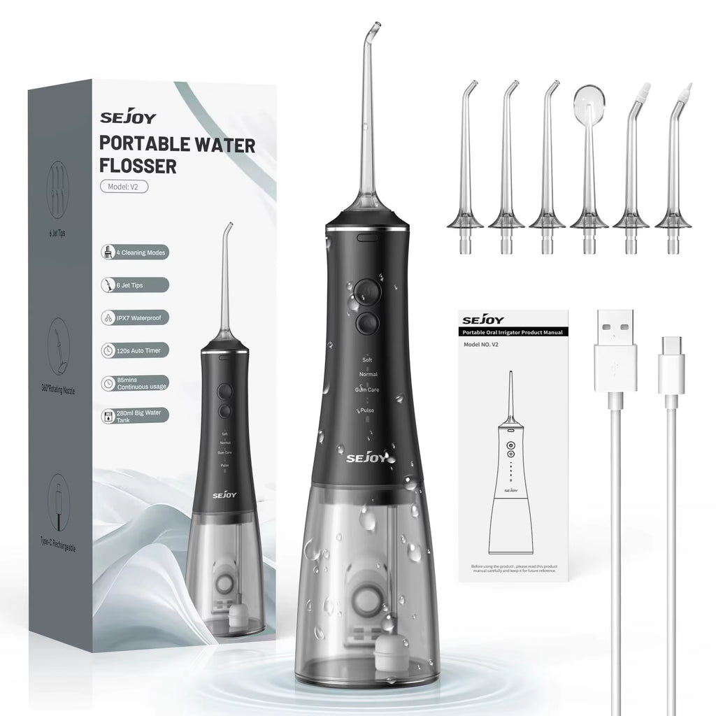 Dental Oral Irrigator Water Flosser Thread Teeth Pick Mouth Washing Machine 4 Nozzels 4 Modes Magnetic Rechargeable