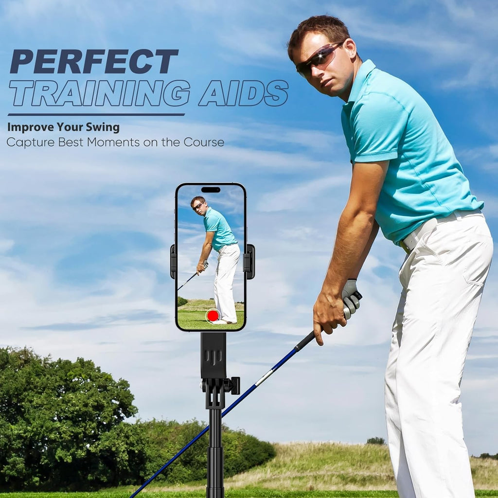62" Phone Tripod & Selfie Stick for Golf Training, Extendable Cell Phone Tripod