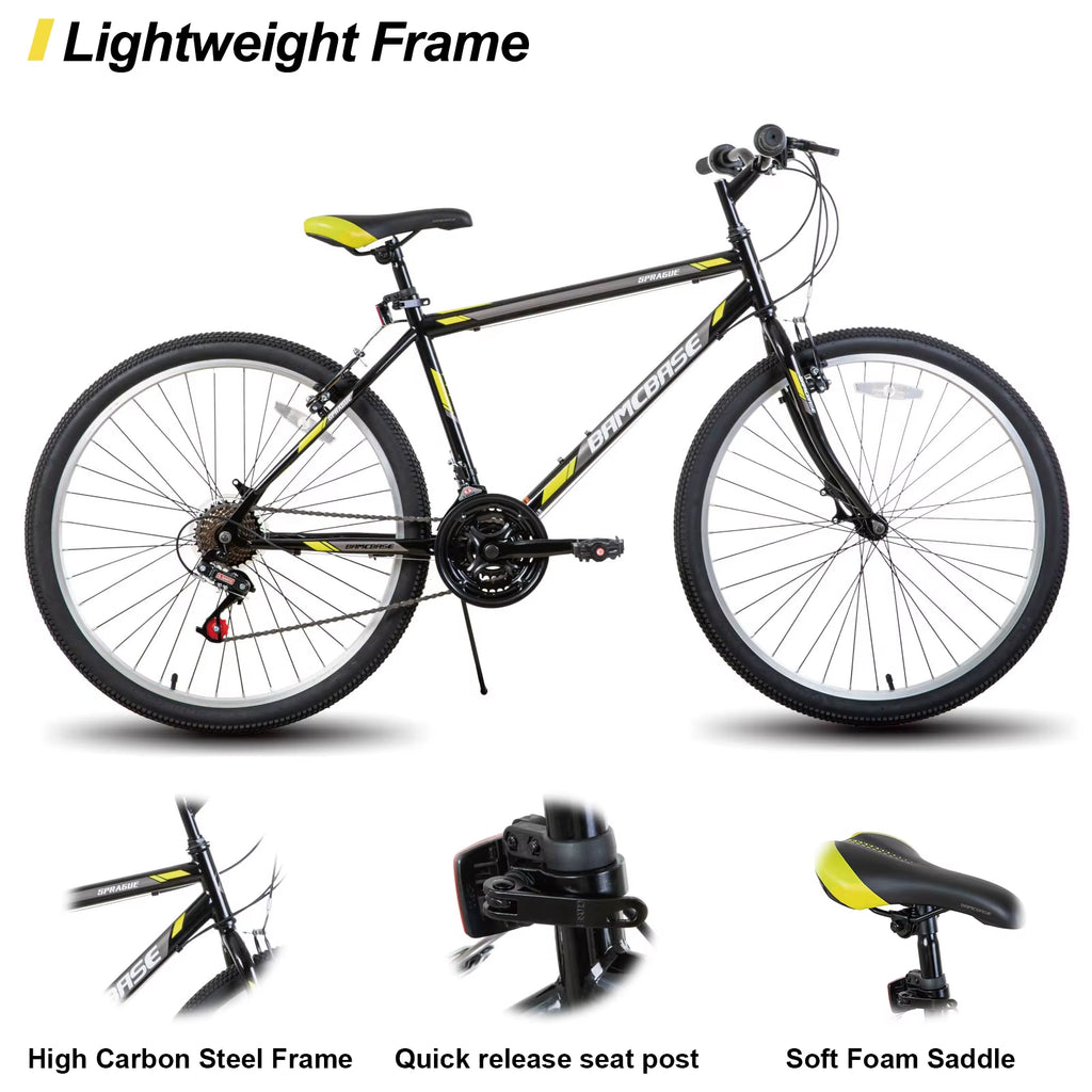 Hiland 24 26 Inch Mountain Bike for Men Women, 21 Speeds High-Carbon Steel Frame, Sport Cycling MTB Bicycle for Adult