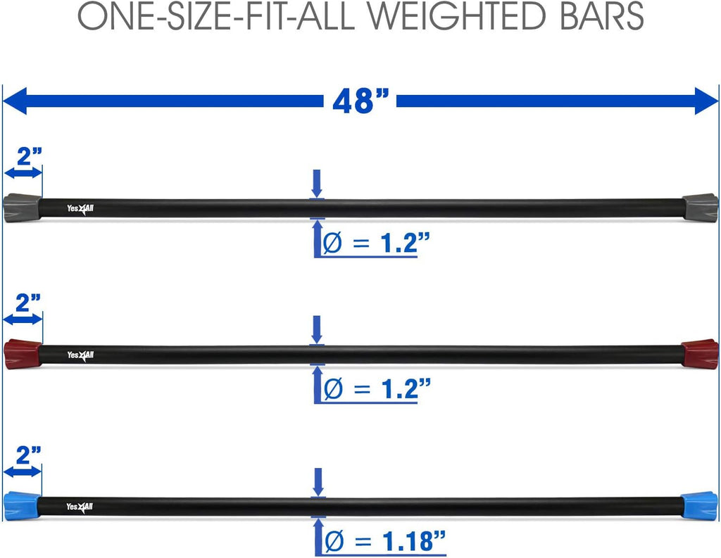 Total Body Workout Weighted Bar, Resistance Band Bar, Racks for Strength Training, Exercise Bar for Yoga in Home and Gym - Single/Combo