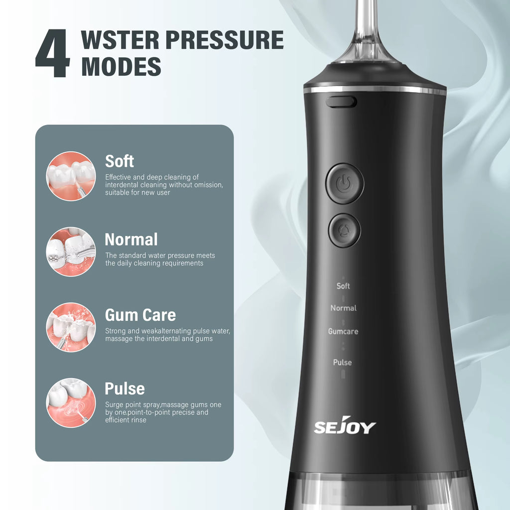 Dental Oral Irrigator Water Flosser Thread Teeth Pick Mouth Washing Machine 4 Nozzels 4 Modes Magnetic Rechargeable