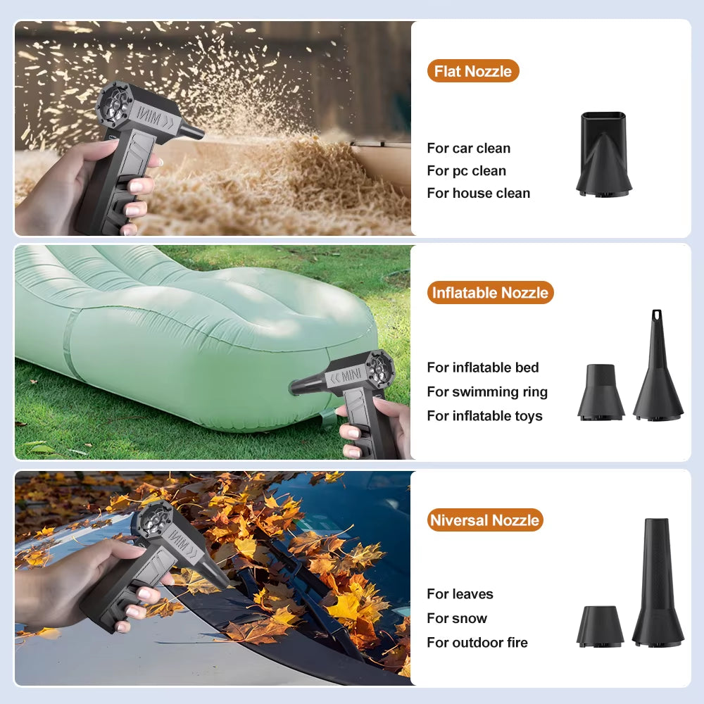 Violent Fan 2025 New Car Fan Cleaning Blower Tools Electric Air Duster Portable Type-C Charging Turbo Jet Fan Blowing Snow