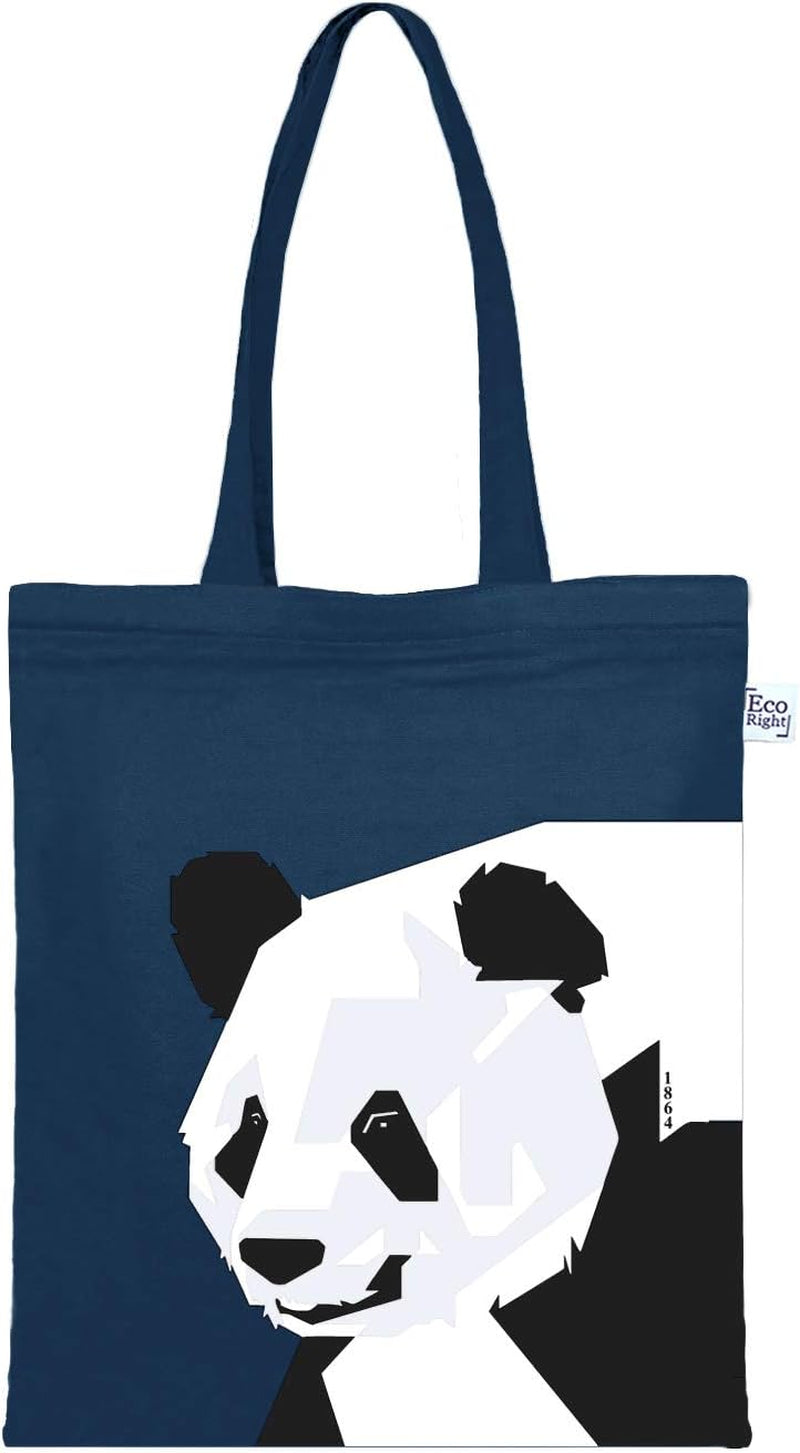 100% Organic Canvas Tote Bag with Zip, Eco-Friendly Small Tote Bags for Women for Christmas, Travel, Beach & Shopping, Panda, One Size