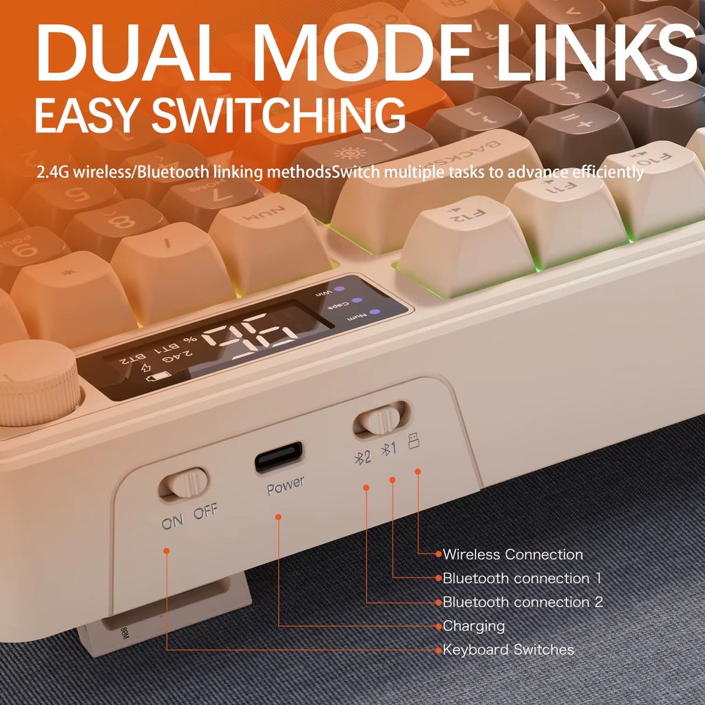 M96 Screen Wireless Keyboard Mouse Kit  Bluetooth Keyboard with Mouse Gaming,Electronic Screen, Multi-Device Connection