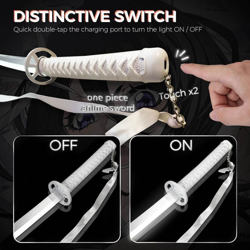Light up Bleach Anime Sode No Shirayuki Sword - 40 Inches Plastic Anime Cosplay Prop with Sageo Belt & Stand