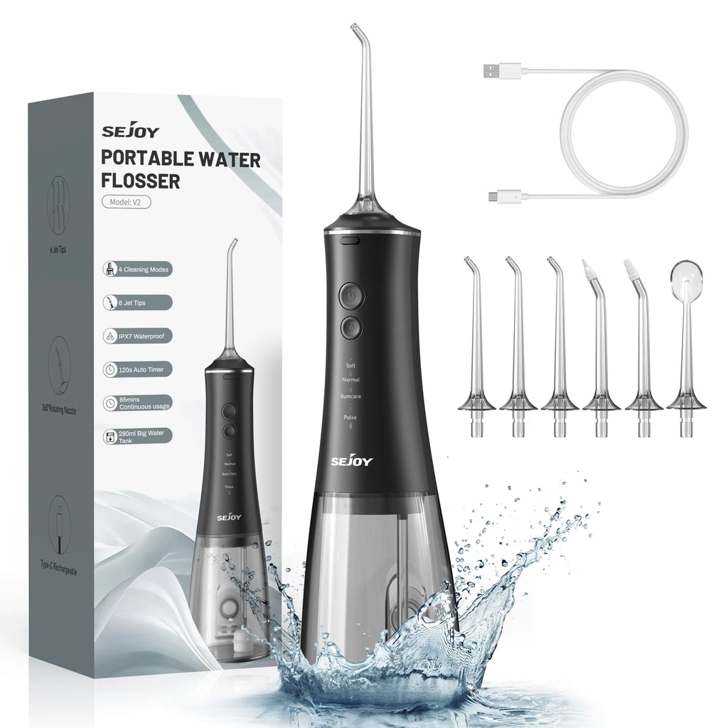 Dental Oral Irrigator Water Flosser Thread Teeth Pick Mouth Washing Machine 4 Nozzels 4 Modes Magnetic Rechargeable