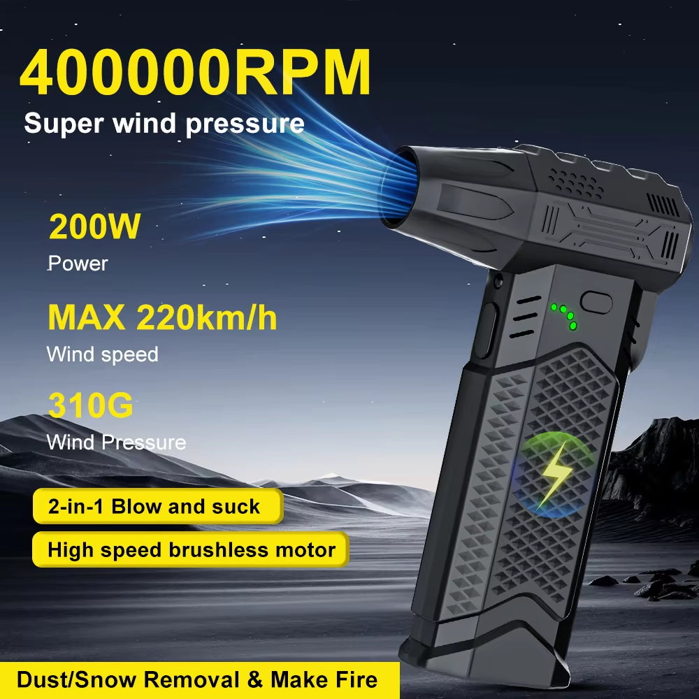 Violent Fan 2025 New Car Fan Cleaning Blower Tools Electric Air Duster Portable Type-C Charging Turbo Jet Fan Blowing Snow