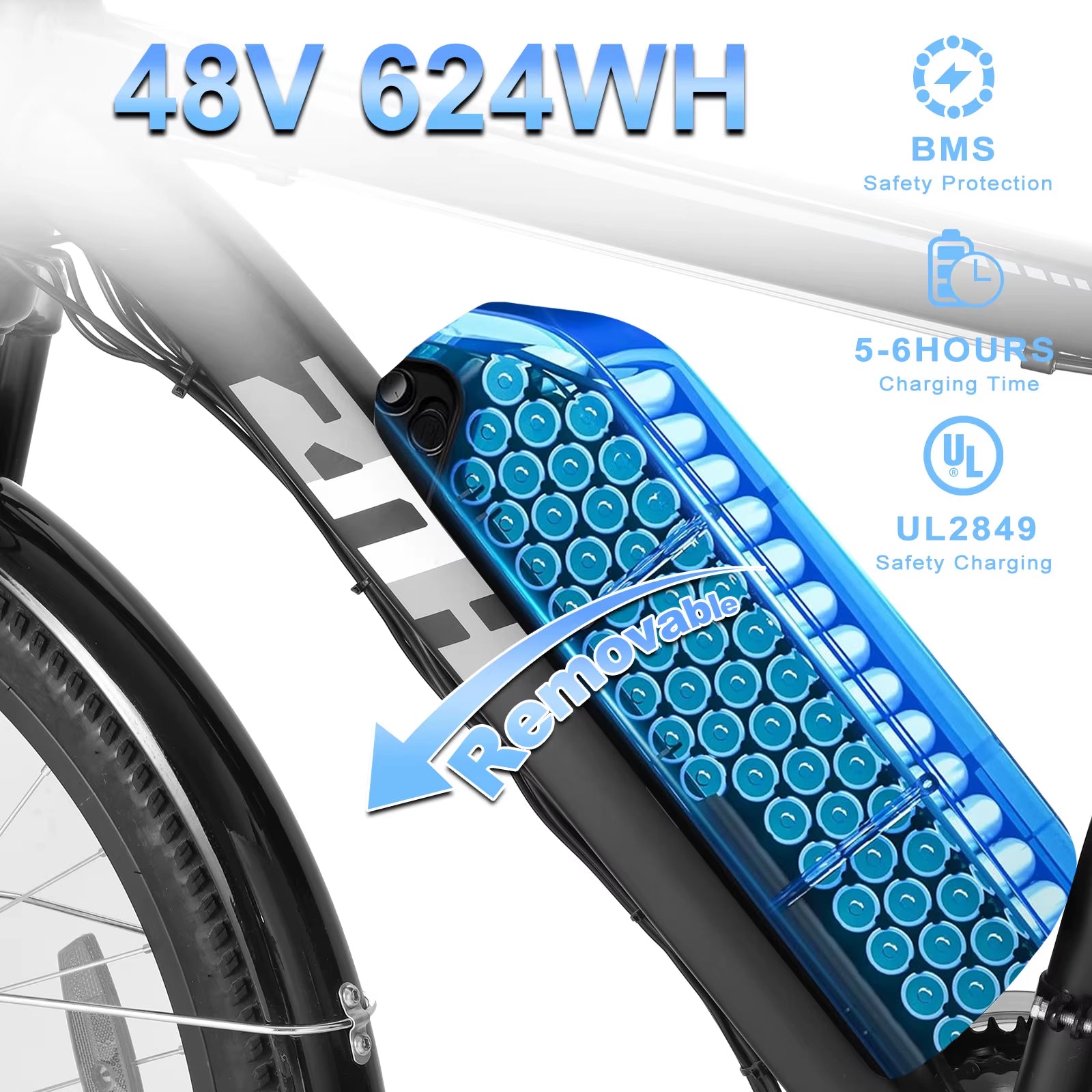 1000W Peak 48V Electric Bike for Adults, 26 Inch Electric Mountain Bike with Removable Battery,Up to 50Miles Range 20 MPH