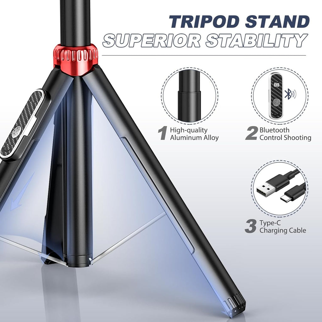 62" Phone Tripod & Selfie Stick for Golf Training, Extendable Cell Phone Tripod