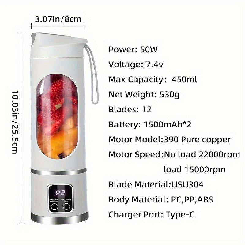 Portable Juicer Tumbler (White & Purple) – Light Wireless Multi-Use Blender with Cold Press, Diet-Friendly Tiktok Top Seller, Kitchen Gadget for Travel/Camping, Great Mens Gift for Smoothie Lovers,No Green Color