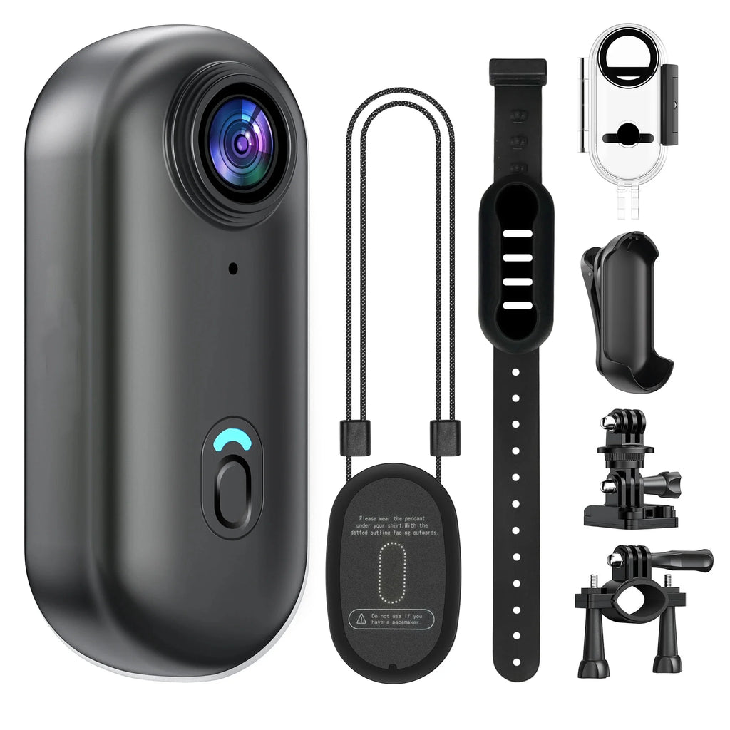 4K Mini WIFI Action Camera 128GB Thumb POV Portable Video Recorder with IPX7 Waterproof Camcorder Helmet Mount Vlogging (Black)