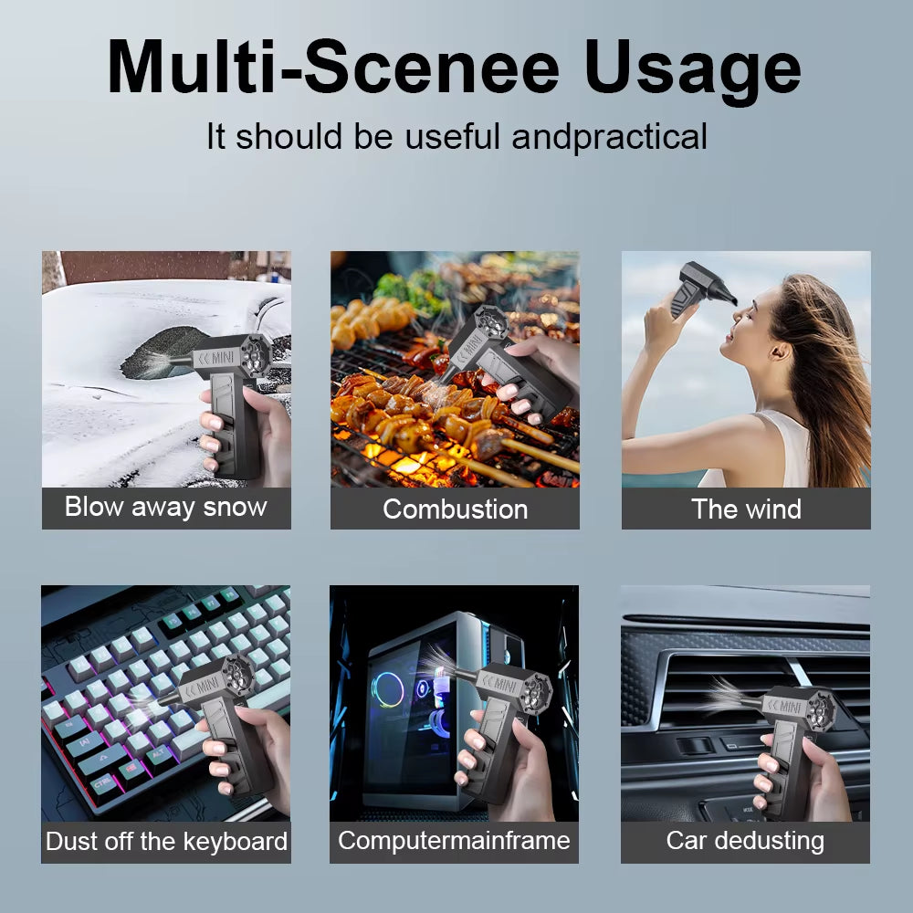 Violent Fan 2025 New Car Fan Cleaning Blower Tools Electric Air Duster Portable Type-C Charging Turbo Jet Fan Blowing Snow